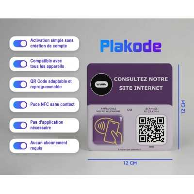 Plaque NFC & QR Code « Consultez notre site internet » – Attirez plus de visiteurs | Plakode